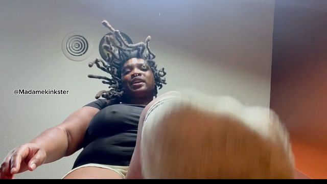 Black Giantess Teases You with Her Filthy Socks Before Getting to Work