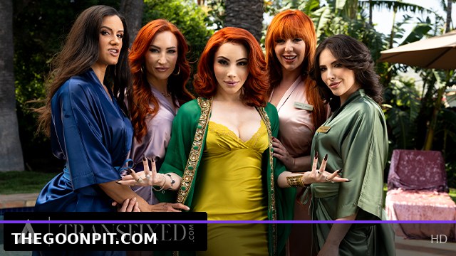 TRANSFIXED - Trans Dom Ariel Demure Hosts GROUP SEX ORGY WITH MILF MASSEUSES Penny Barber + MORE!
