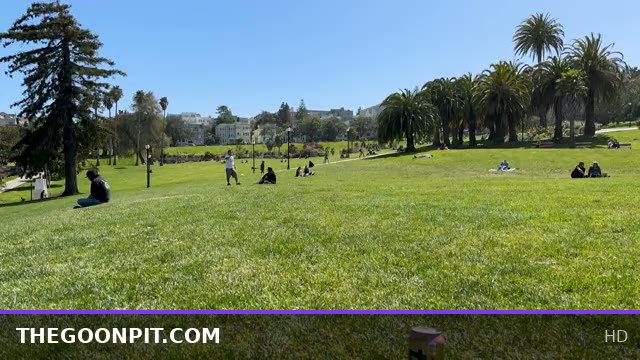 Naked Sunbathing in the Park on a Hot Busy Summer Day