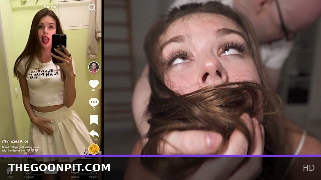 WE FOUND HER ON TIKTOK - College Cutie WRECKED By Two Big Cocks - Princess Alice